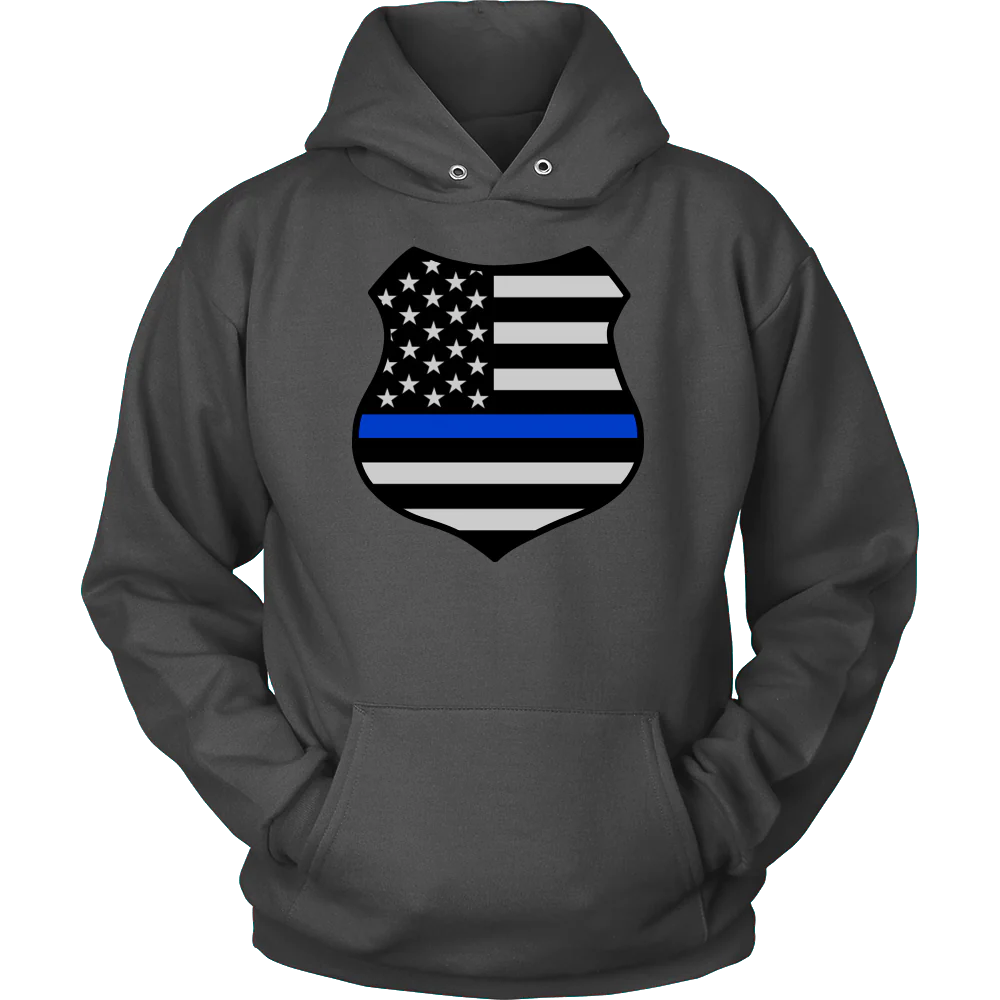 Thin Blue Line American Flag Shield Shirts and Hoodies - Image 8