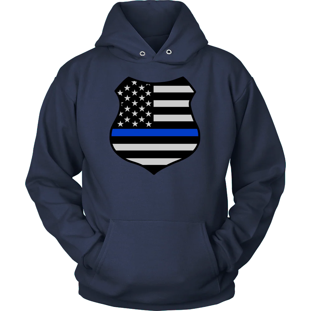 Thin Blue Line American Flag Shield Shirts and Hoodies - Image 9