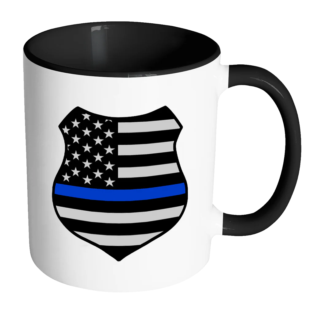 Thin Blue Line American Flag Shield Mug