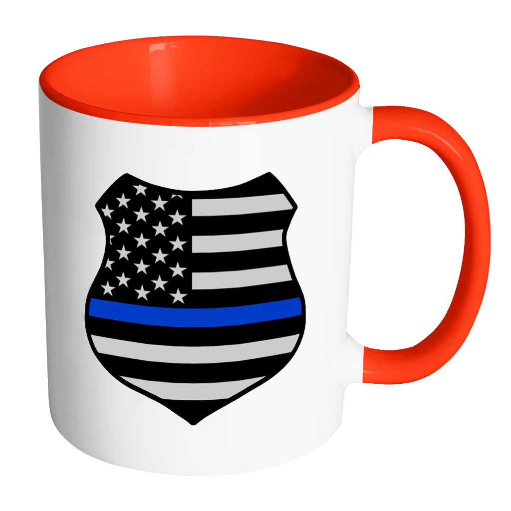 Thin Blue Line American Flag Shield Mug - Image 11