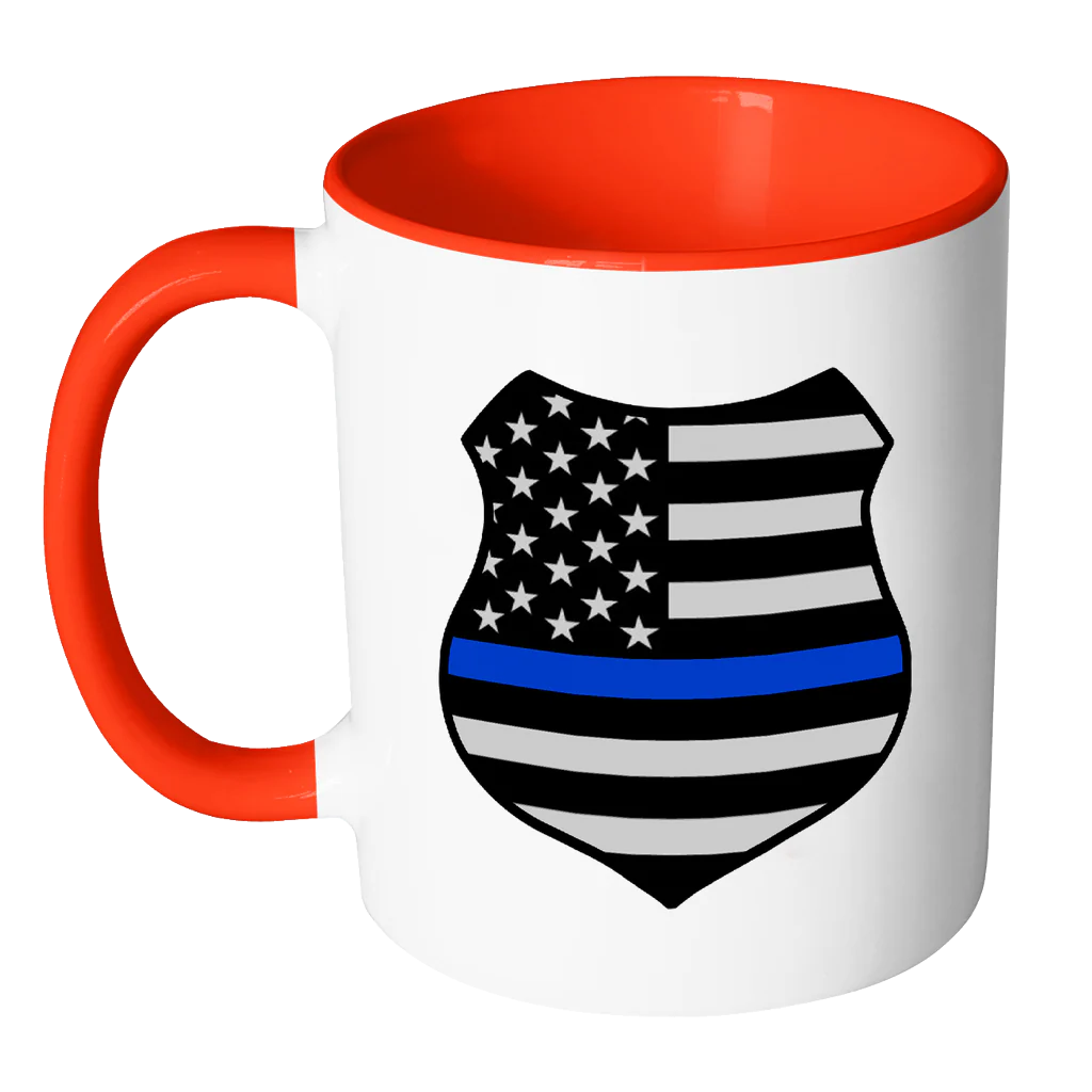 Thin Blue Line American Flag Shield Mug - Image 12