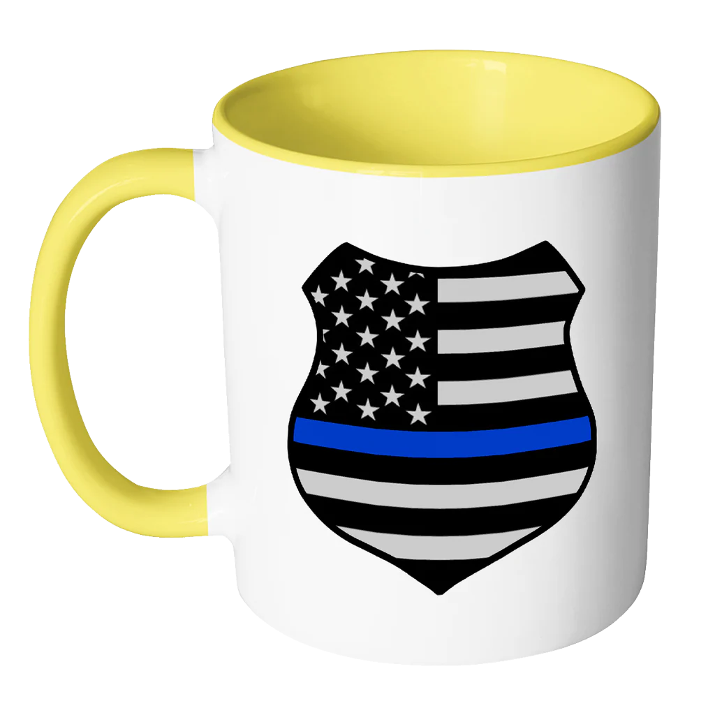 Thin Blue Line American Flag Shield Mug - Image 14