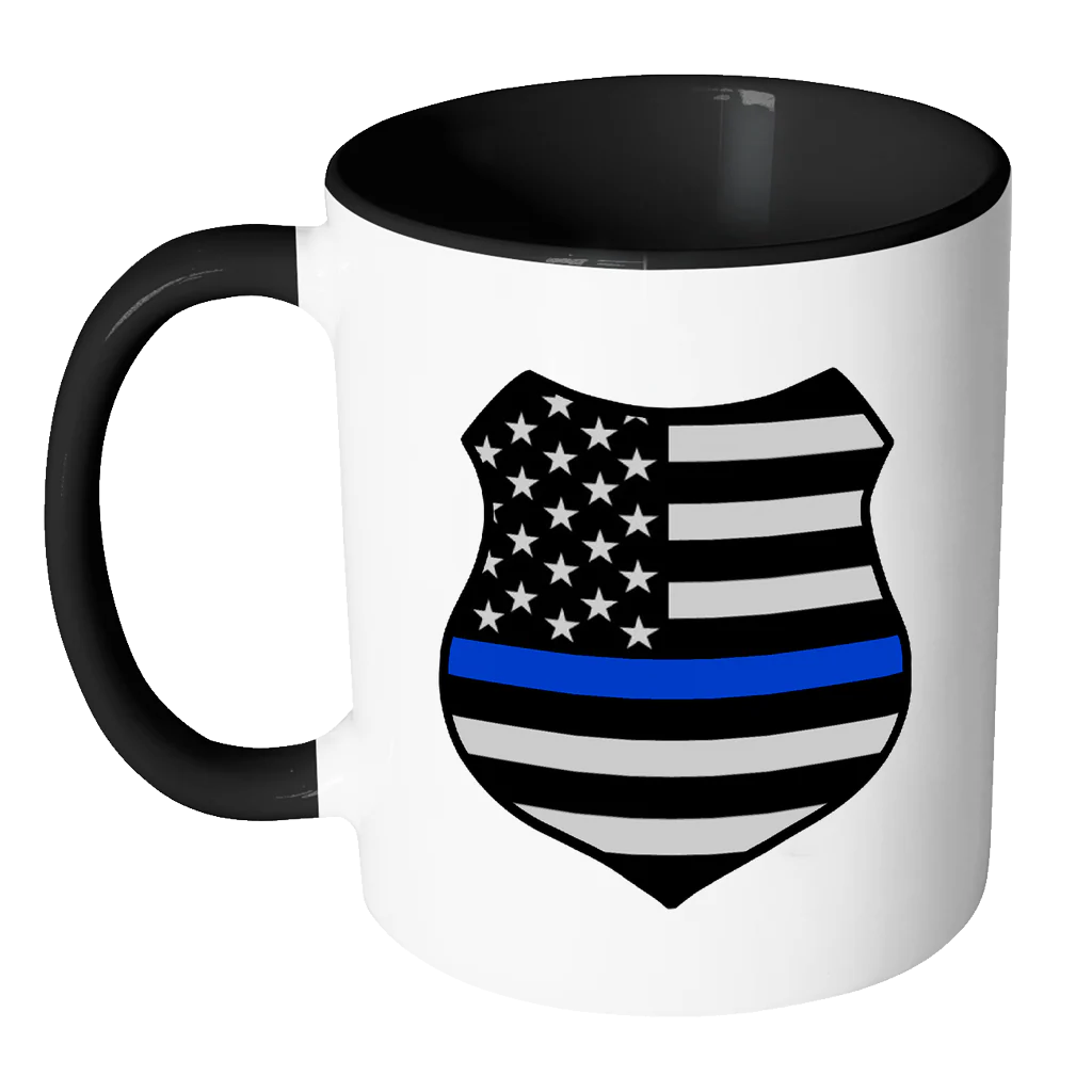 Thin Blue Line American Flag Shield Mug - Image 2