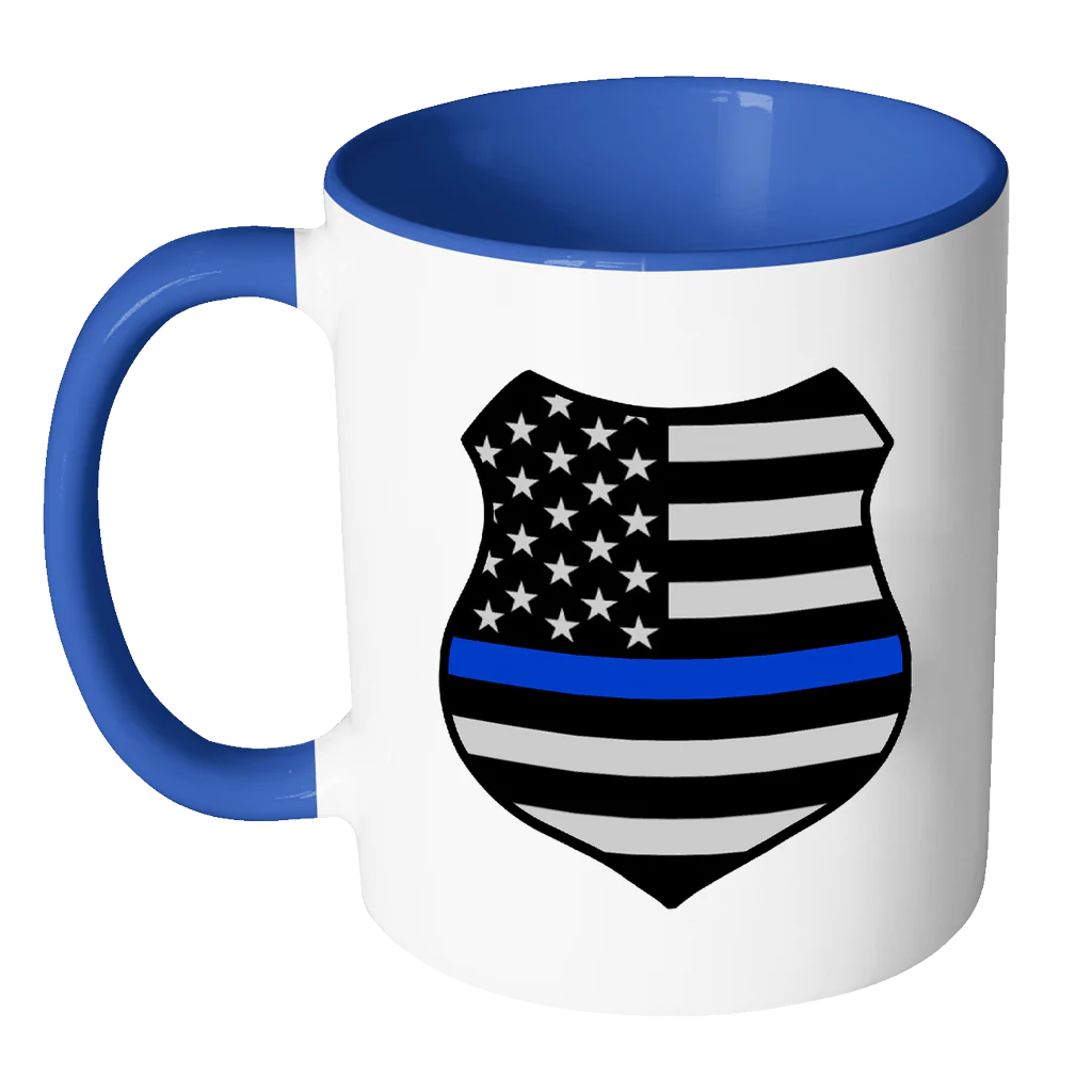 Thin Blue Line American Flag Shield Mug - Image 4