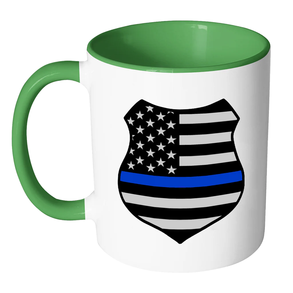 Thin Blue Line American Flag Shield Mug - Image 6