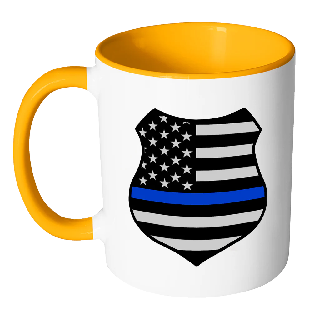 Thin Blue Line American Flag Shield Mug - Image 8