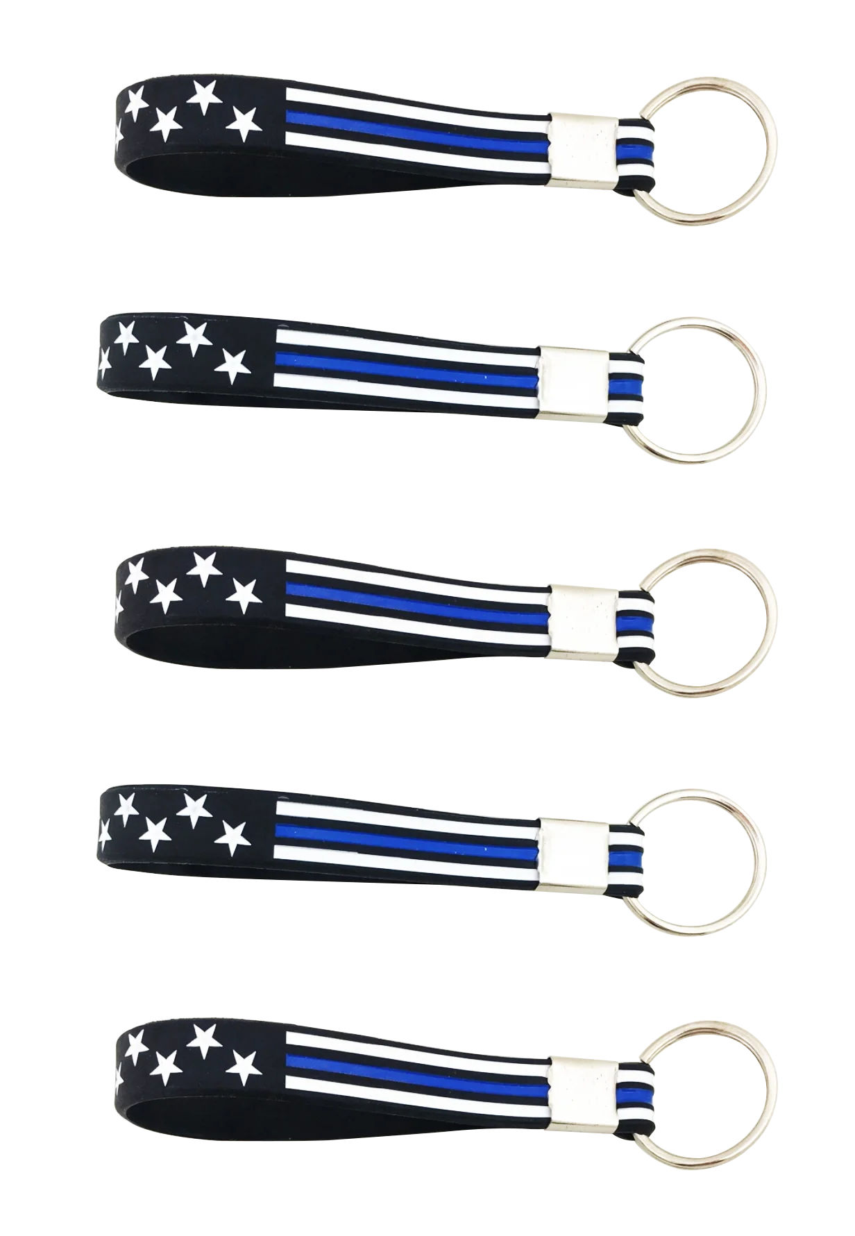 Thin Blue Line American Flag Silicone Keychain - Image 3