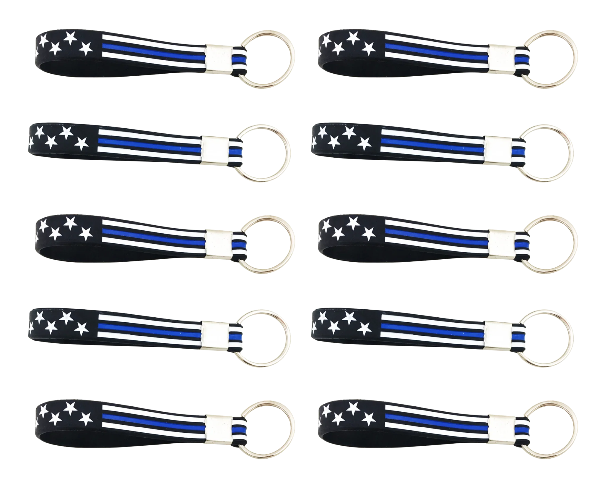 Thin Blue Line American Flag Silicone Keychain - Image 4