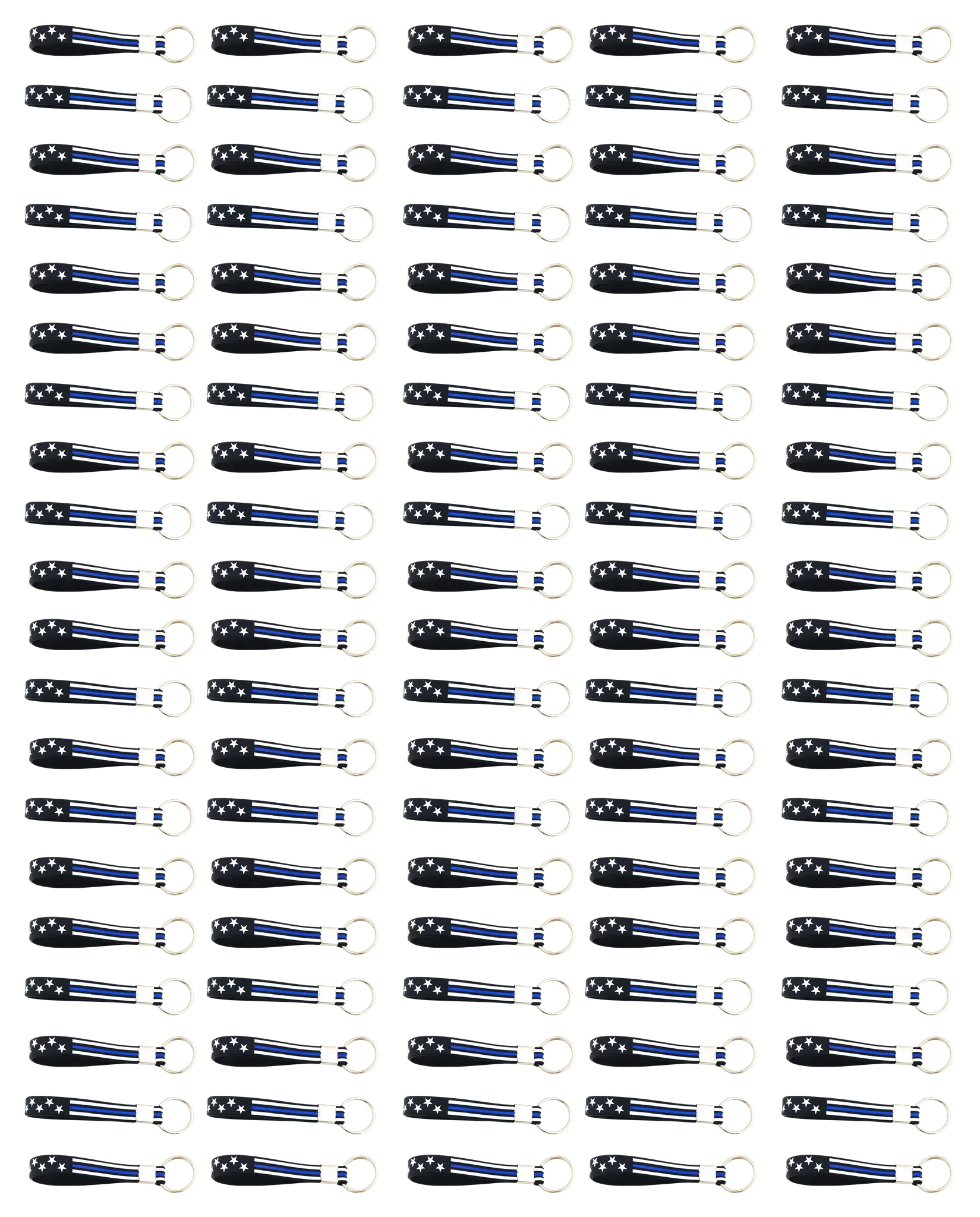 Thin Blue Line American Flag Silicone Keychain - Image 5
