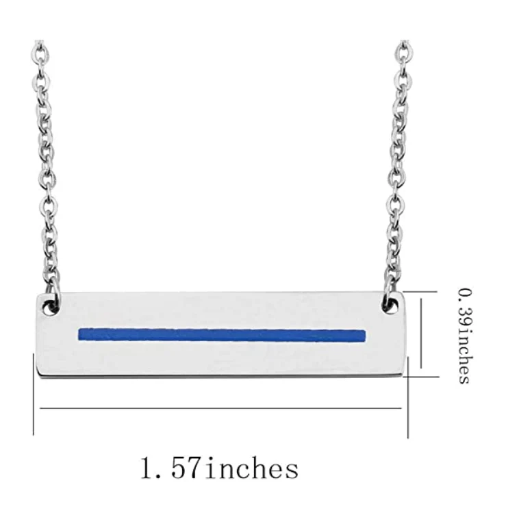 Thin Blue Line Bar Necklace - Image 2