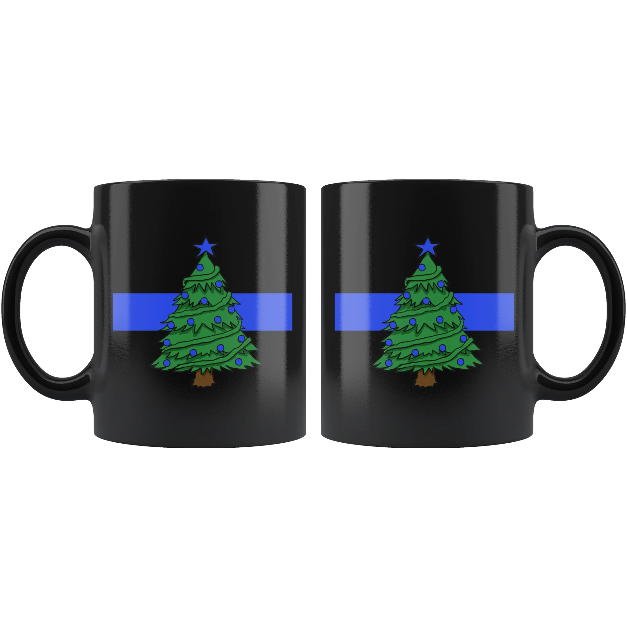 Thin Blue Line Christmas Tree Mug - Image 2