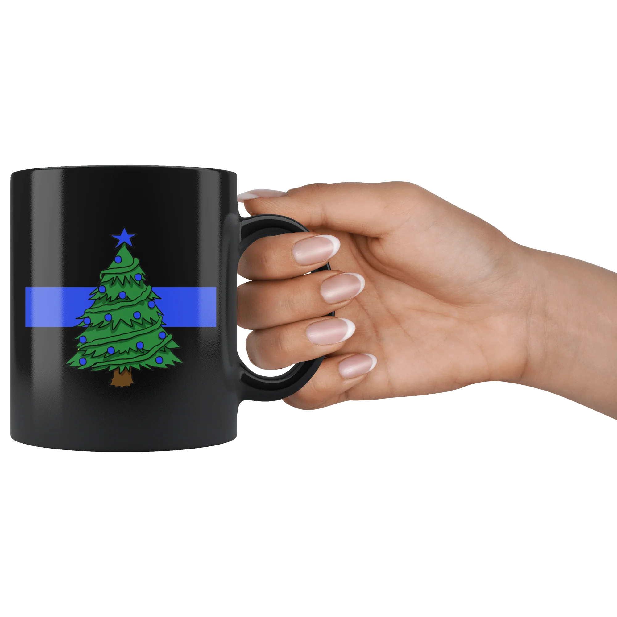 Thin Blue Line Christmas Tree Mug - Image 3