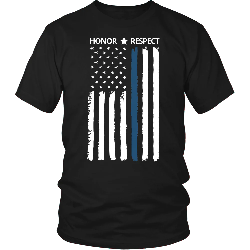 Thin Blue Line Flag Honor Respect Shirts and Hoodies - Image 3