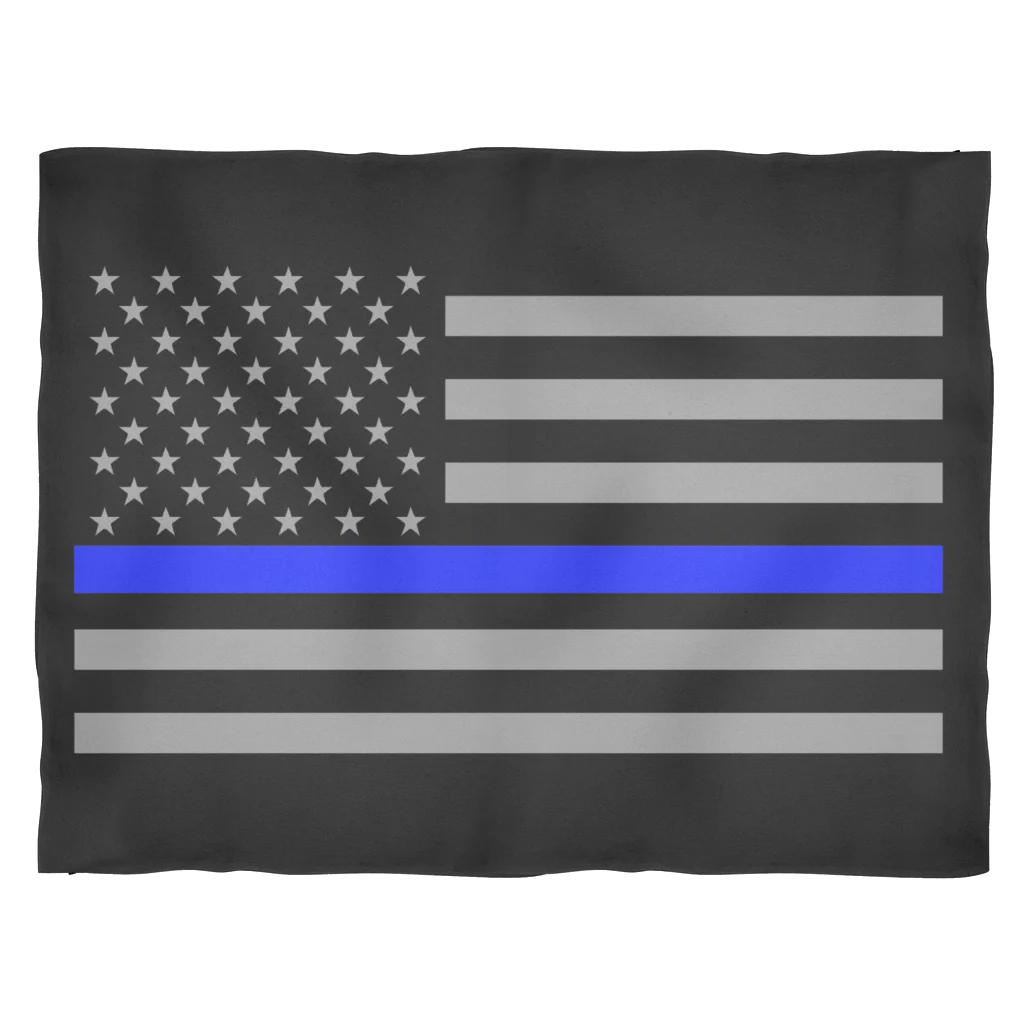 Police Officer Thin Blue Line American Flag Fleece Blanket