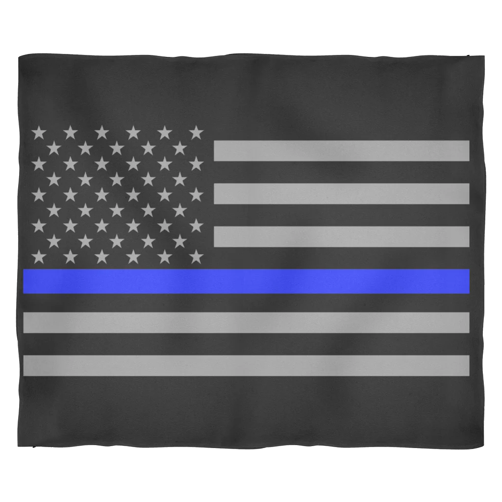 Police Officer Thin Blue Line American Flag Fleece Blanket - Image 2