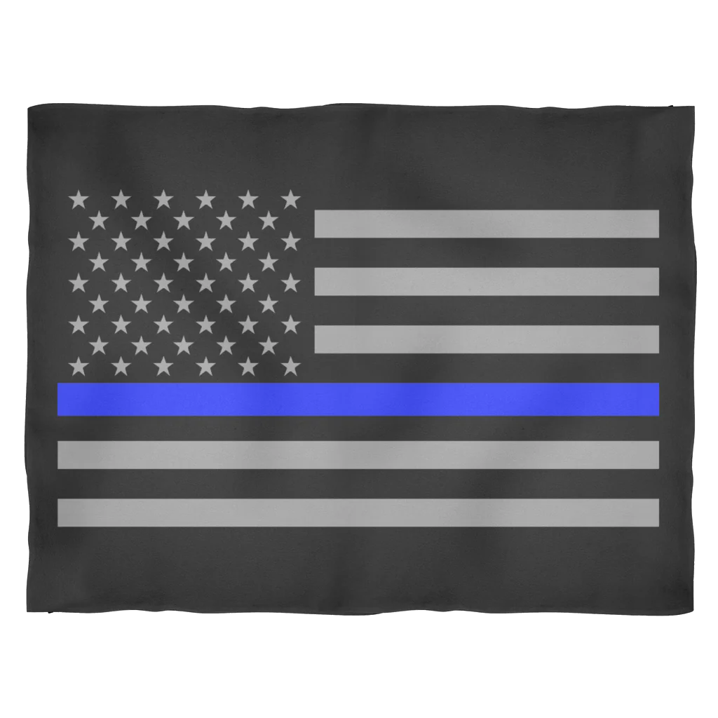 Police Officer Thin Blue Line American Flag Fleece Blanket - Image 3