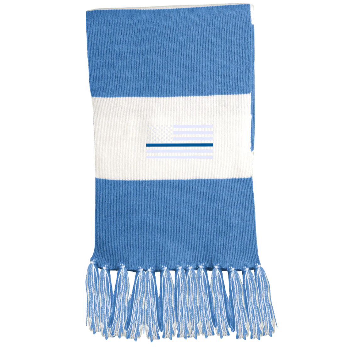Thin Blue Line Flag Embroidered and Fringed Scarf - Image 4