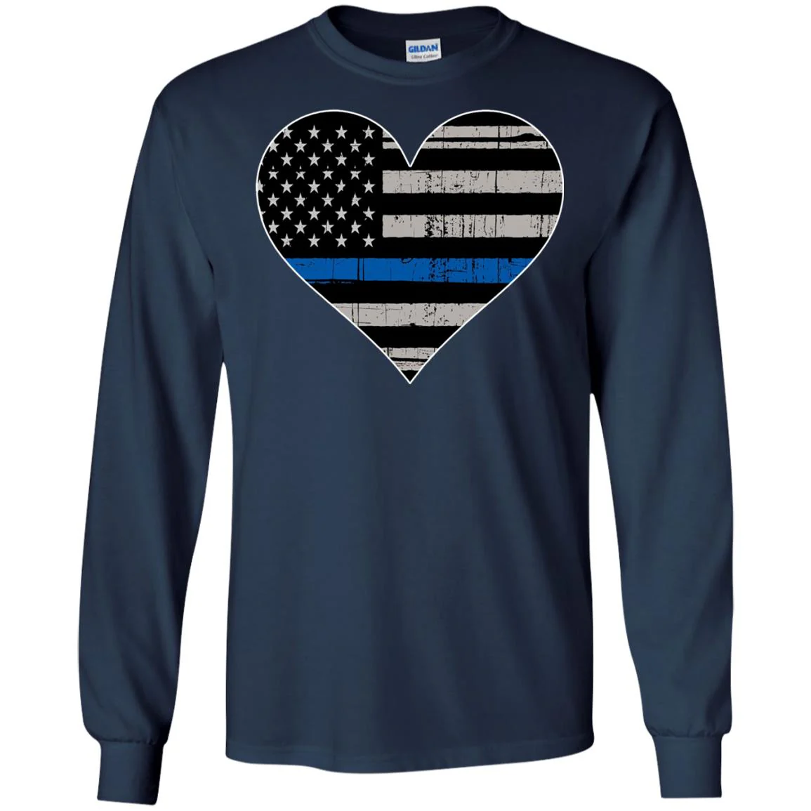 Thin Blue Line Flag Heart Shirts & Hoodies - Image 10