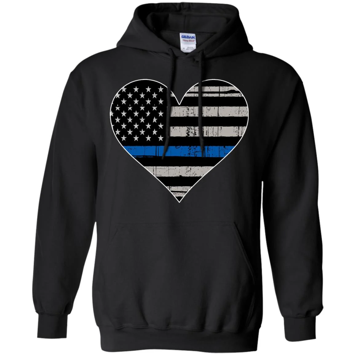 Thin Blue Line Flag Heart Shirts & Hoodies - Image 11
