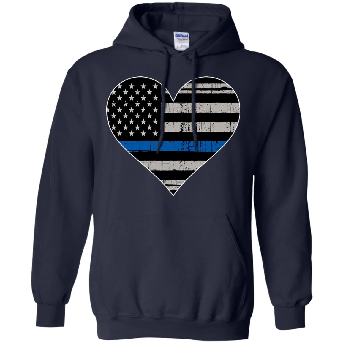 Thin Blue Line Flag Heart Shirts & Hoodies - Image 12