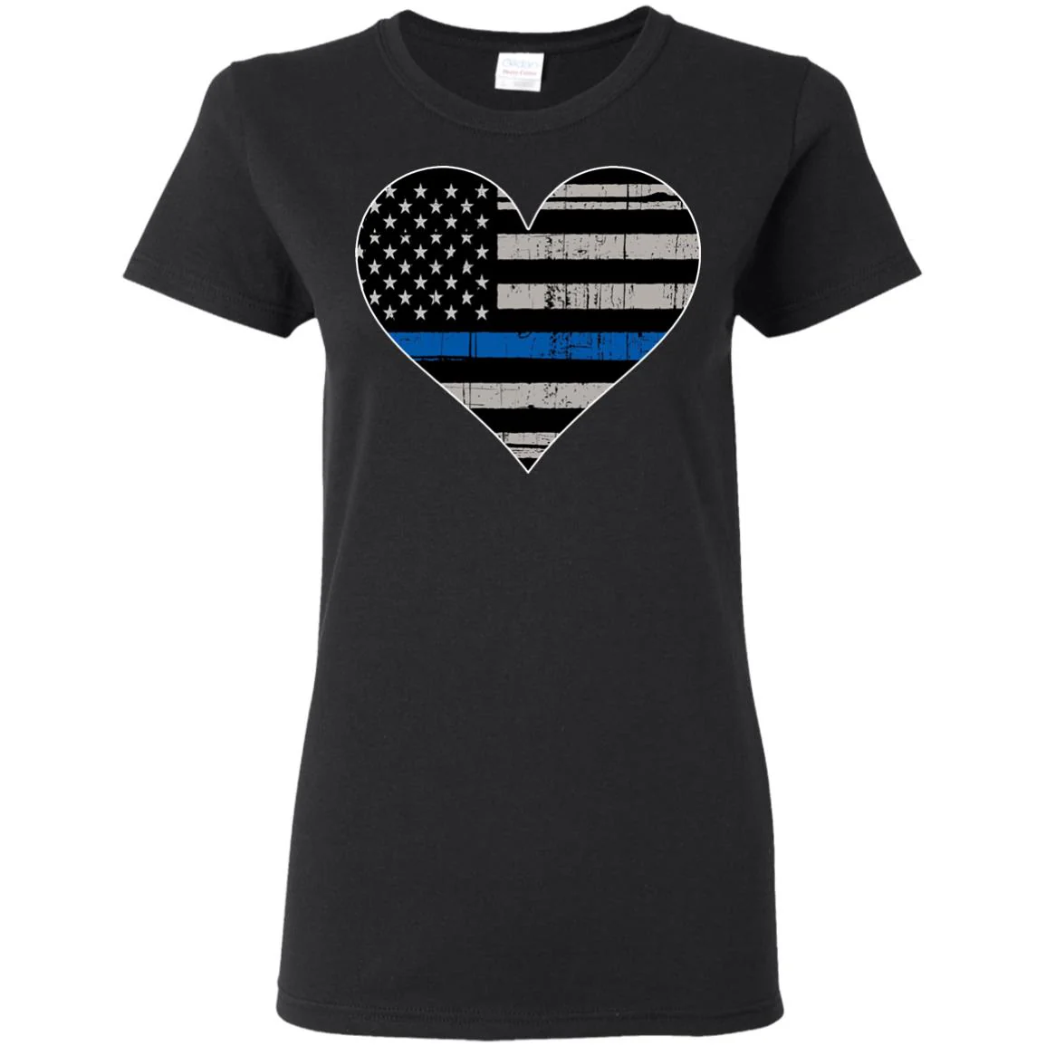Thin Blue Line Flag Heart Shirts & Hoodies - Image 4