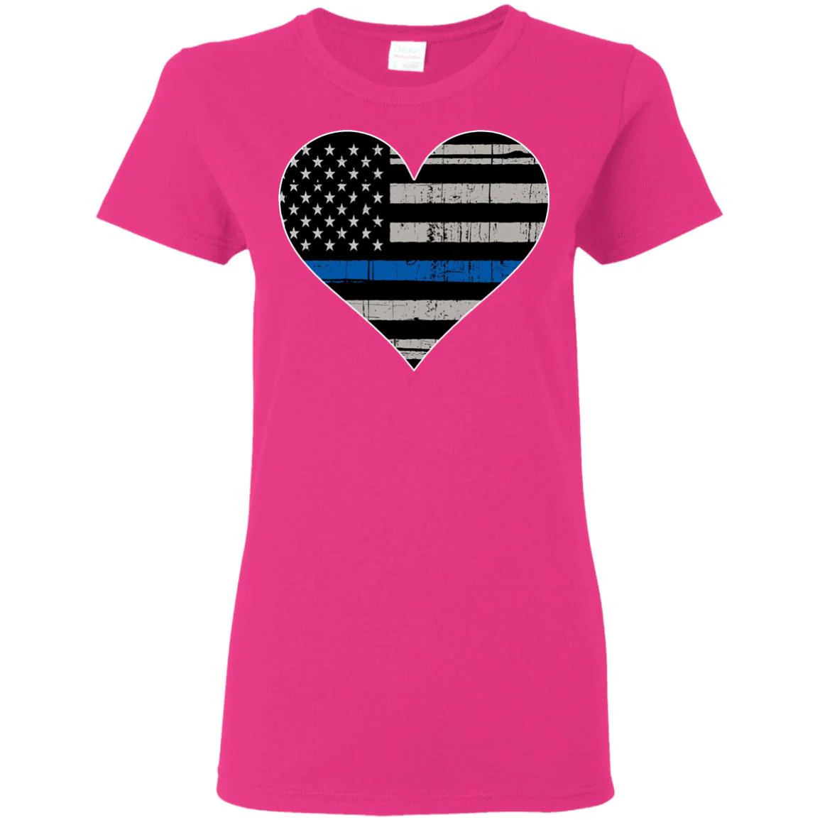 Thin Blue Line Flag Heart Shirts & Hoodies - Image 5