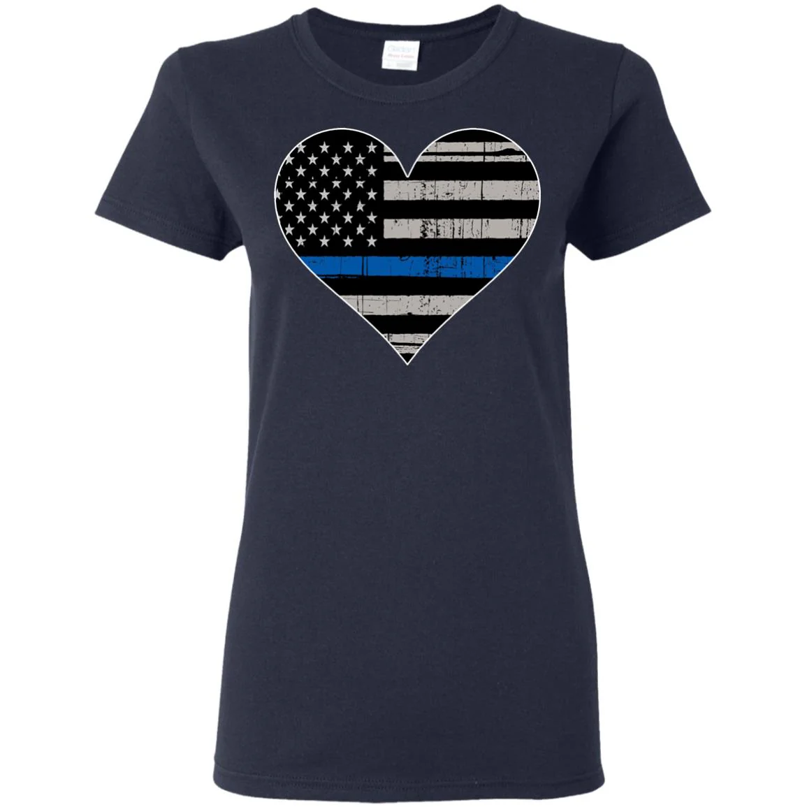 Thin Blue Line Flag Heart Shirts & Hoodies - Image 6