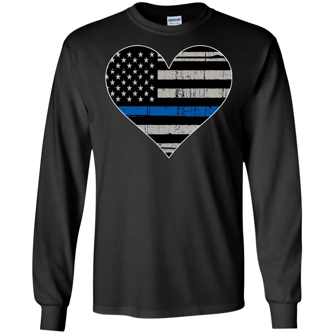 Thin Blue Line Flag Heart Shirts & Hoodies - Image 8