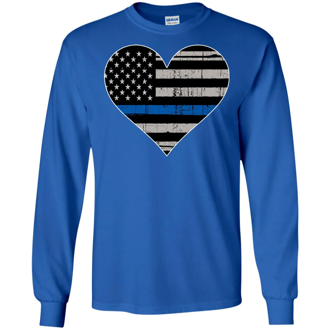 Thin Blue Line Flag Heart Shirts & Hoodies - Image 9
