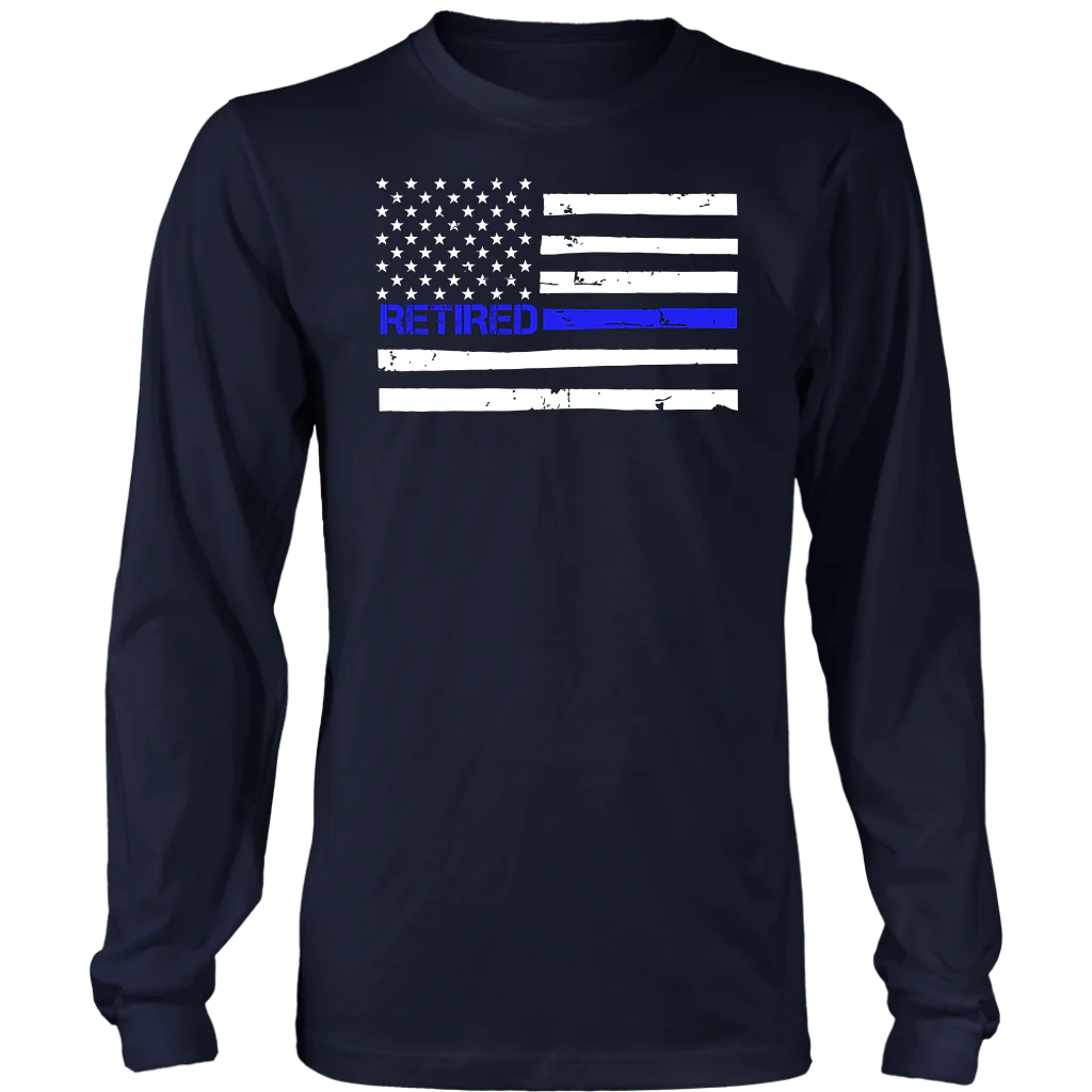 Thin Blue Line Flag Retired Shirts and Hoodies - Image 5