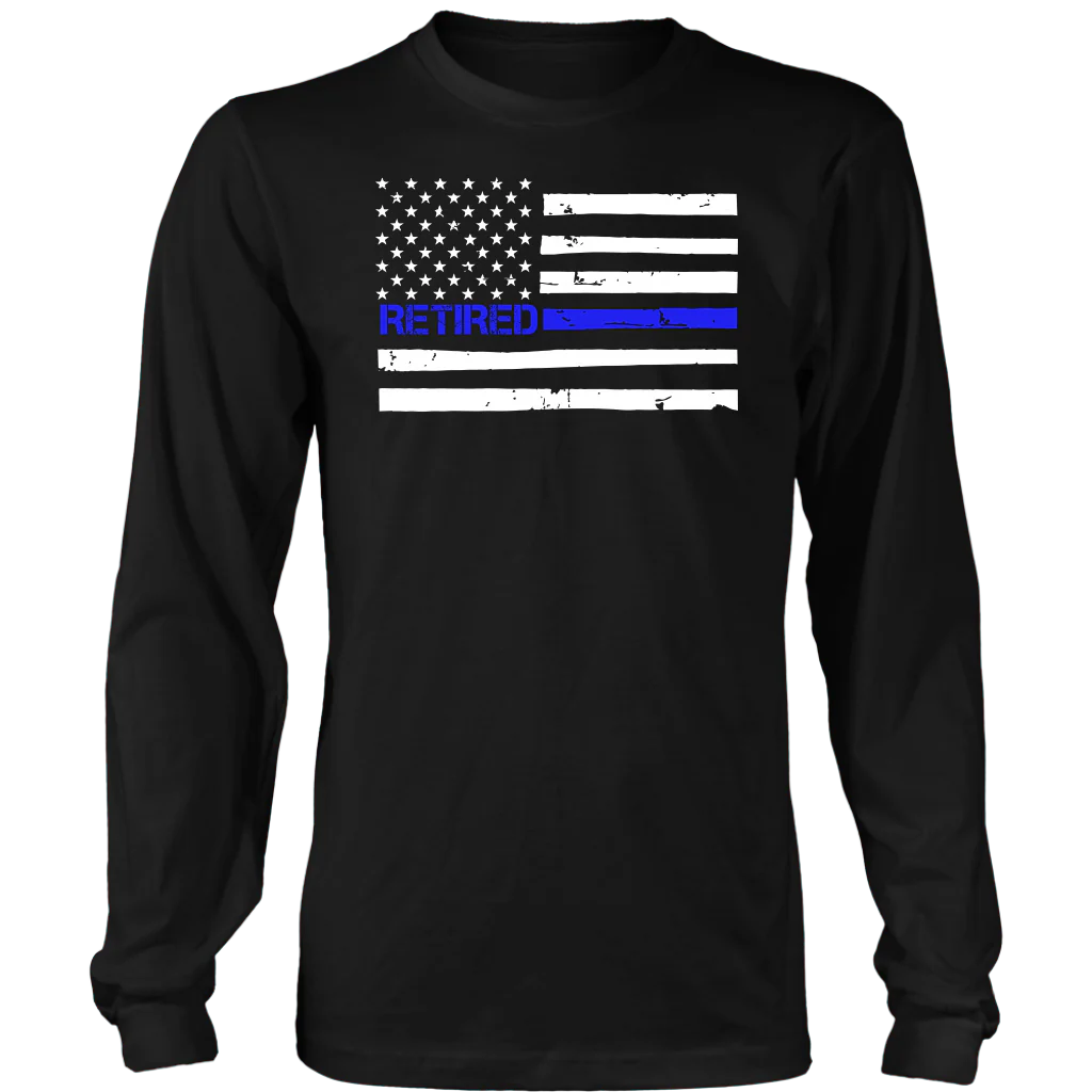 Thin Blue Line Flag Retired Shirts and Hoodies - Image 6