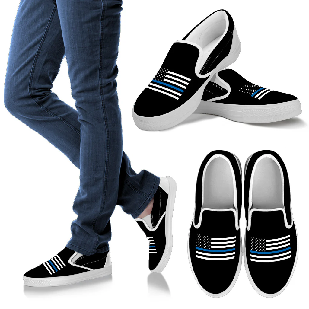 Thin Blue Line Flag Slip On Shoes - Image 2