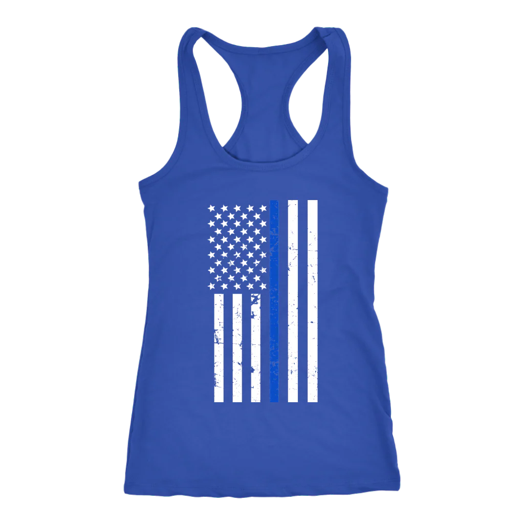 Women's Thin Blue Line Flag Tank Tops - Image 4