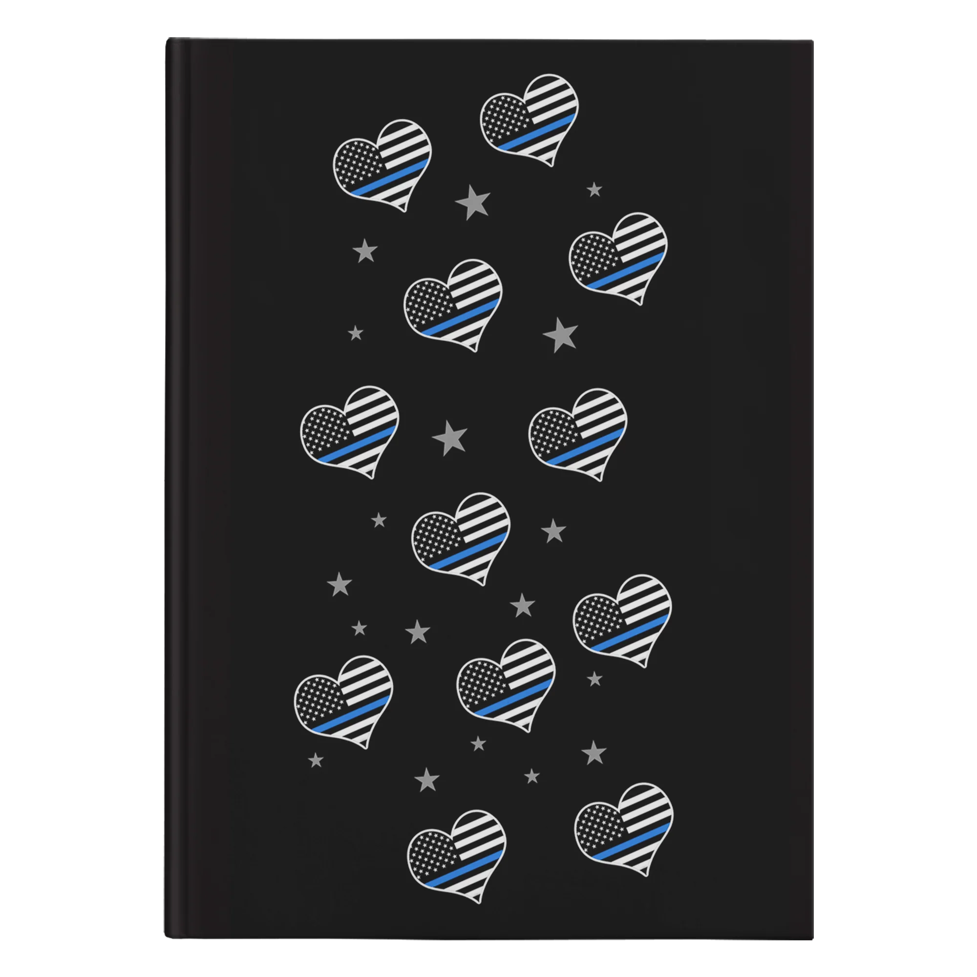 Thin Blue Line Flags Hearts Journal Notebook - Hardcover