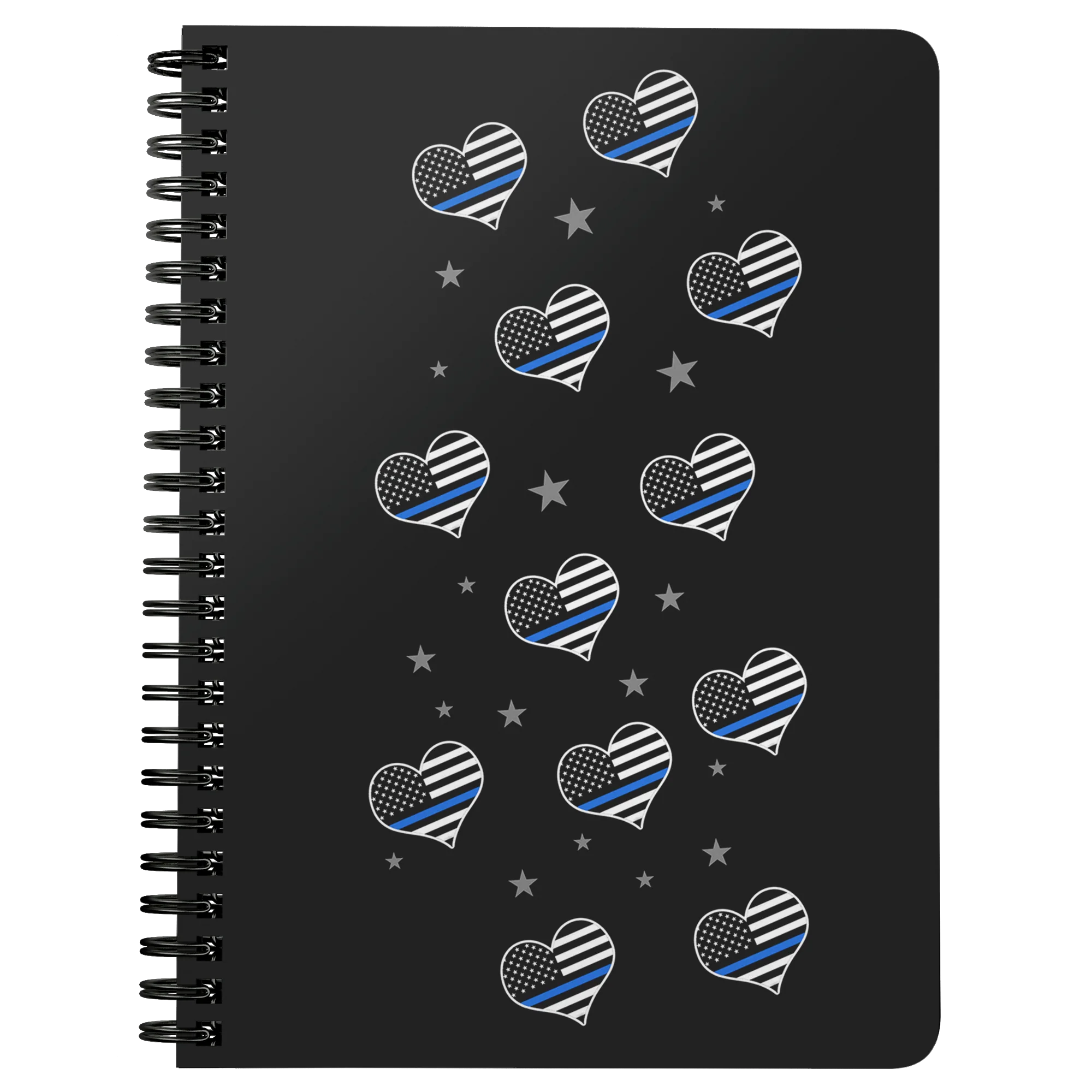 Thin Blue Line Flags Hearts Spiralbound Notebook Journal