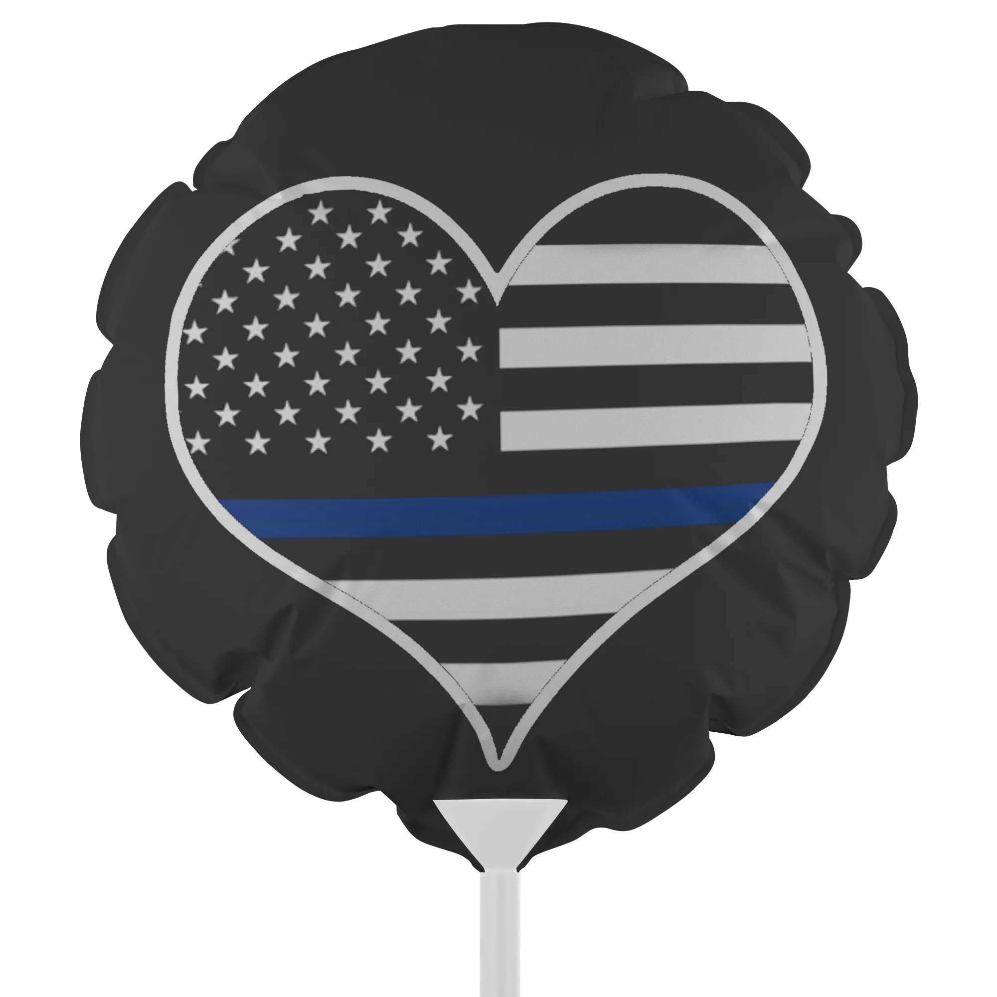 Thin Blue Line Heart American Flag Balloon