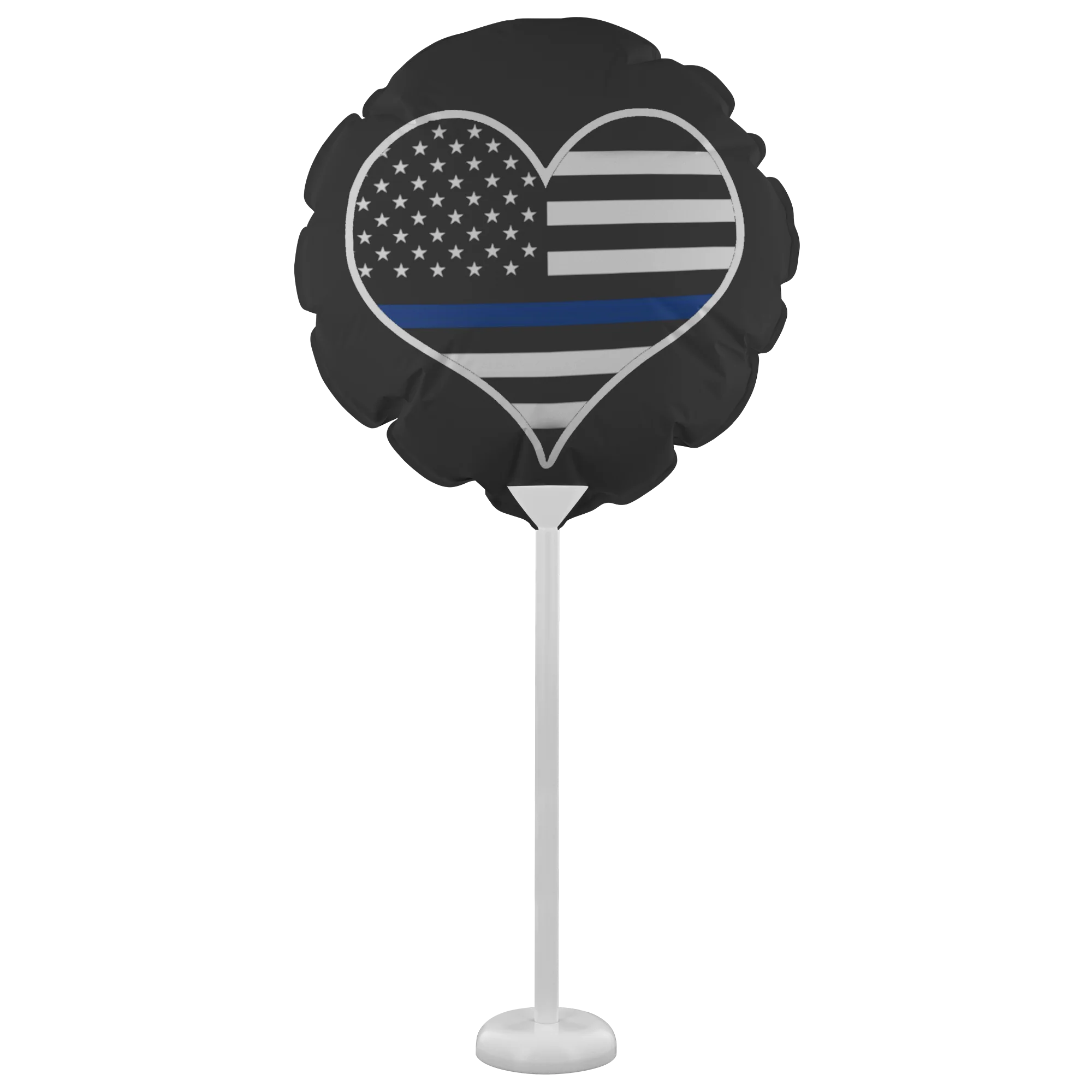 Thin Blue Line Heart American Flag Balloon - Image 3