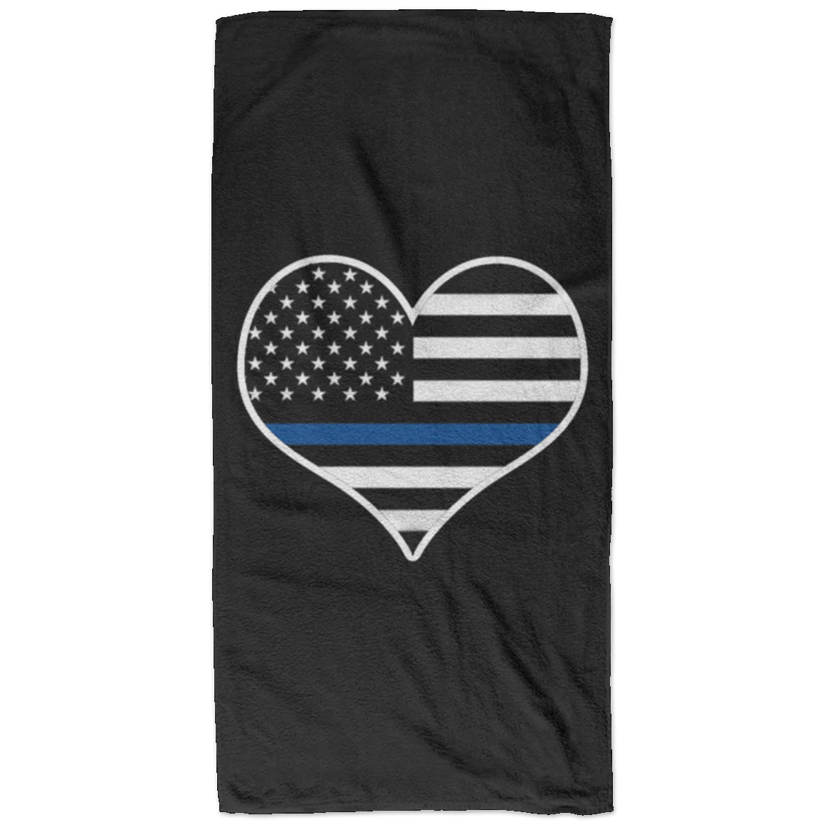 Thin Blue Line Heart  Bath Towel - 32x64