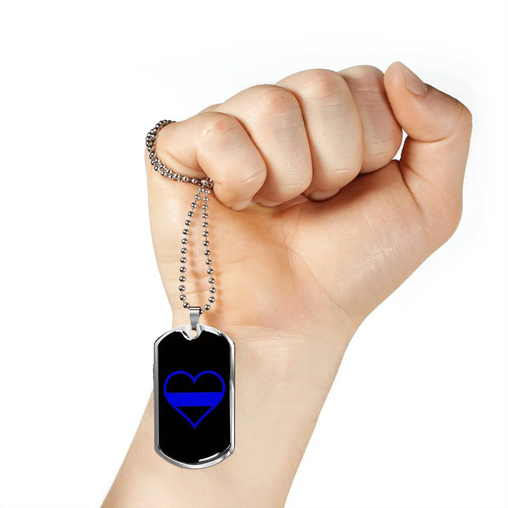 Thin Blue Line Heart Dog Tag - Image 3