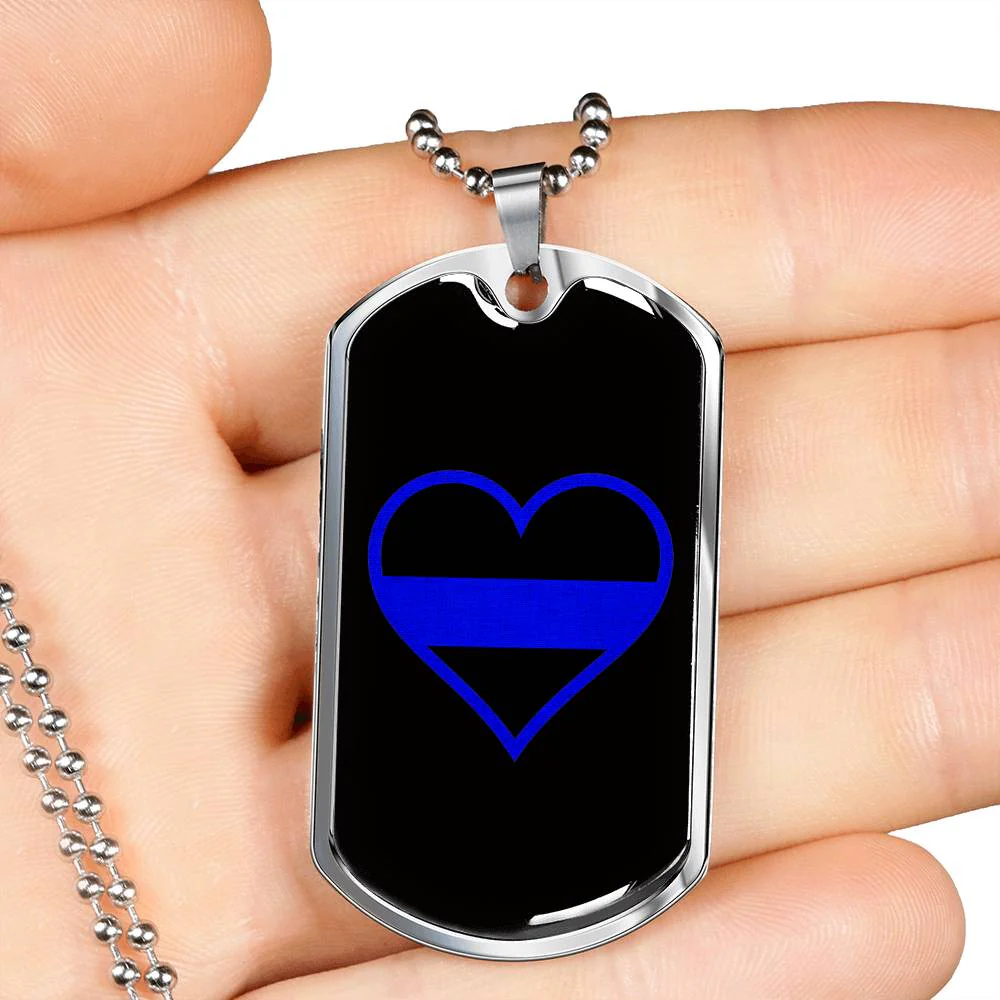 Thin Blue Line Heart Dog Tag - Image 4