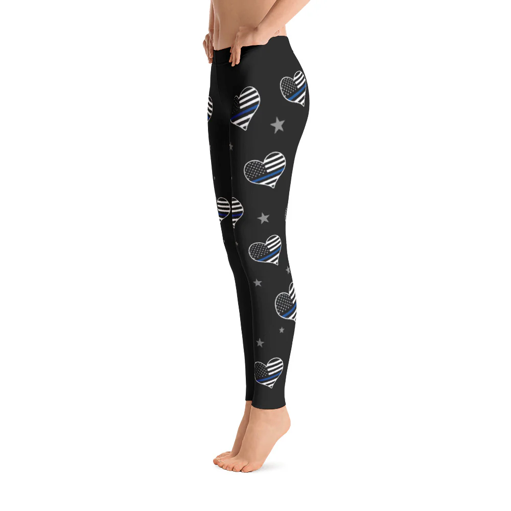 Thin Blue Line Heart Leggings - Image 3