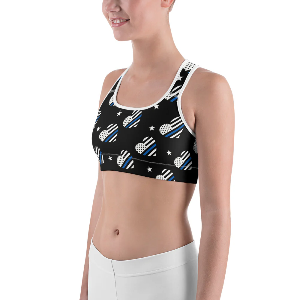 Thin Blue Line Heart Sports Bra - Image 3