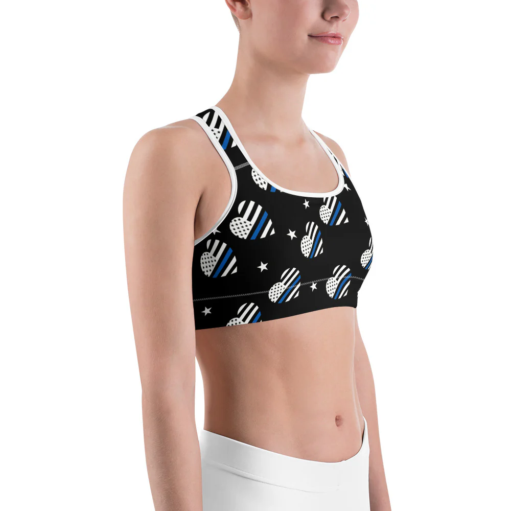 Thin Blue Line Heart Sports Bra - Image 4