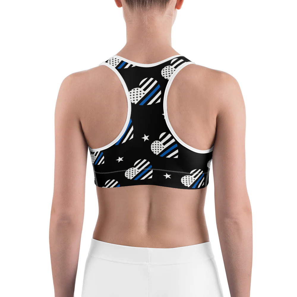 Thin Blue Line Heart Sports Bra - Image 5