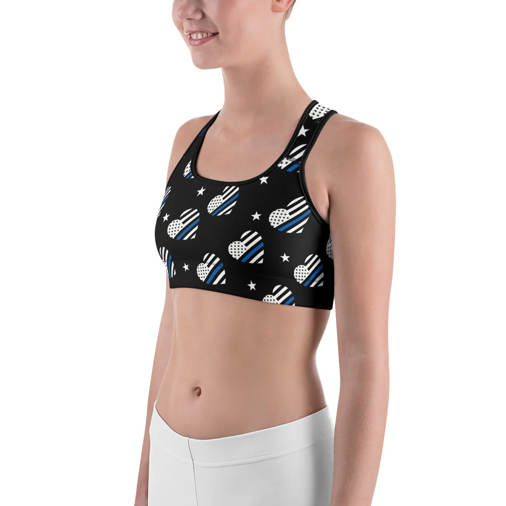 Thin Blue Line Heart Sports Bra - Image 6