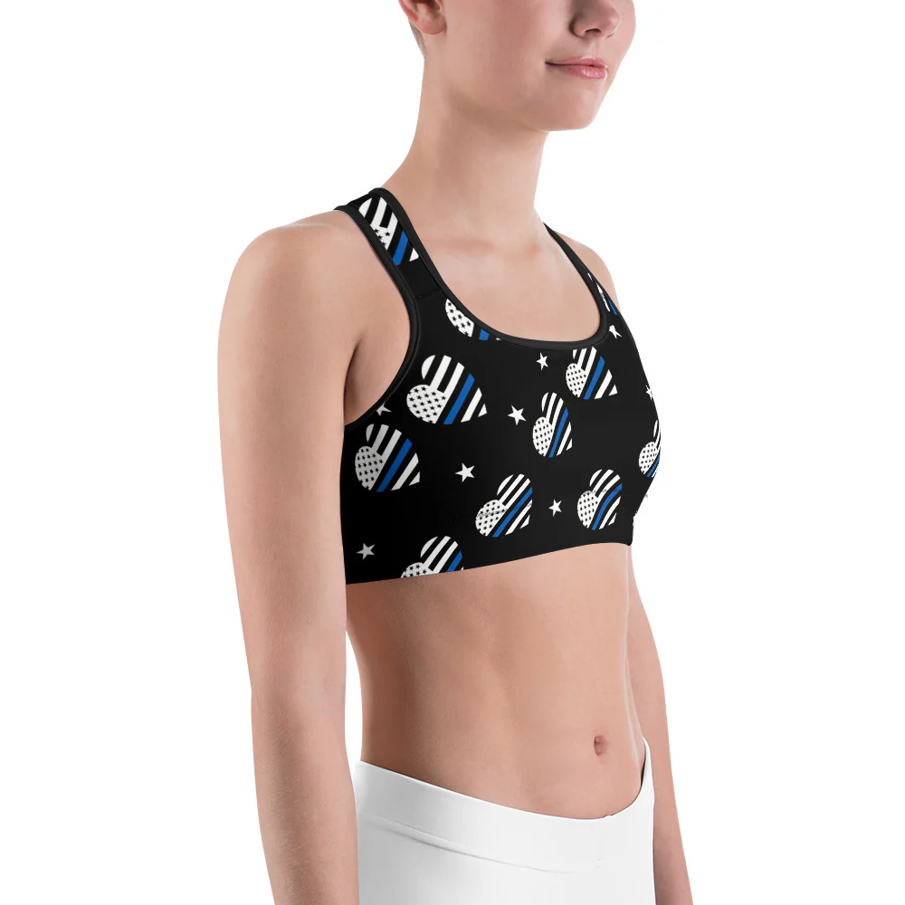 Thin Blue Line Heart Sports Bra - Image 7