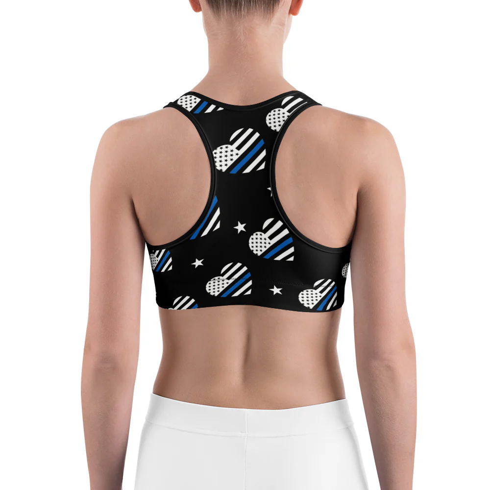 Thin Blue Line Heart Sports Bra - Image 8