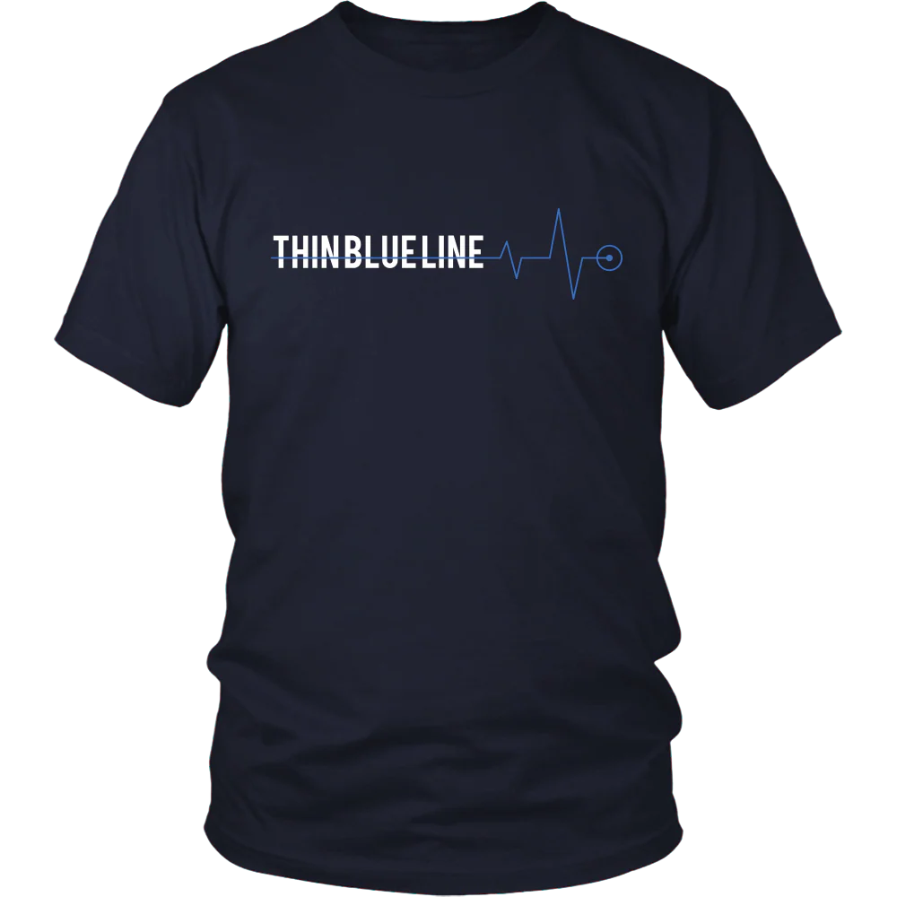Thin Blue Line Heartbeat Shirts and Hoodies - Image 2
