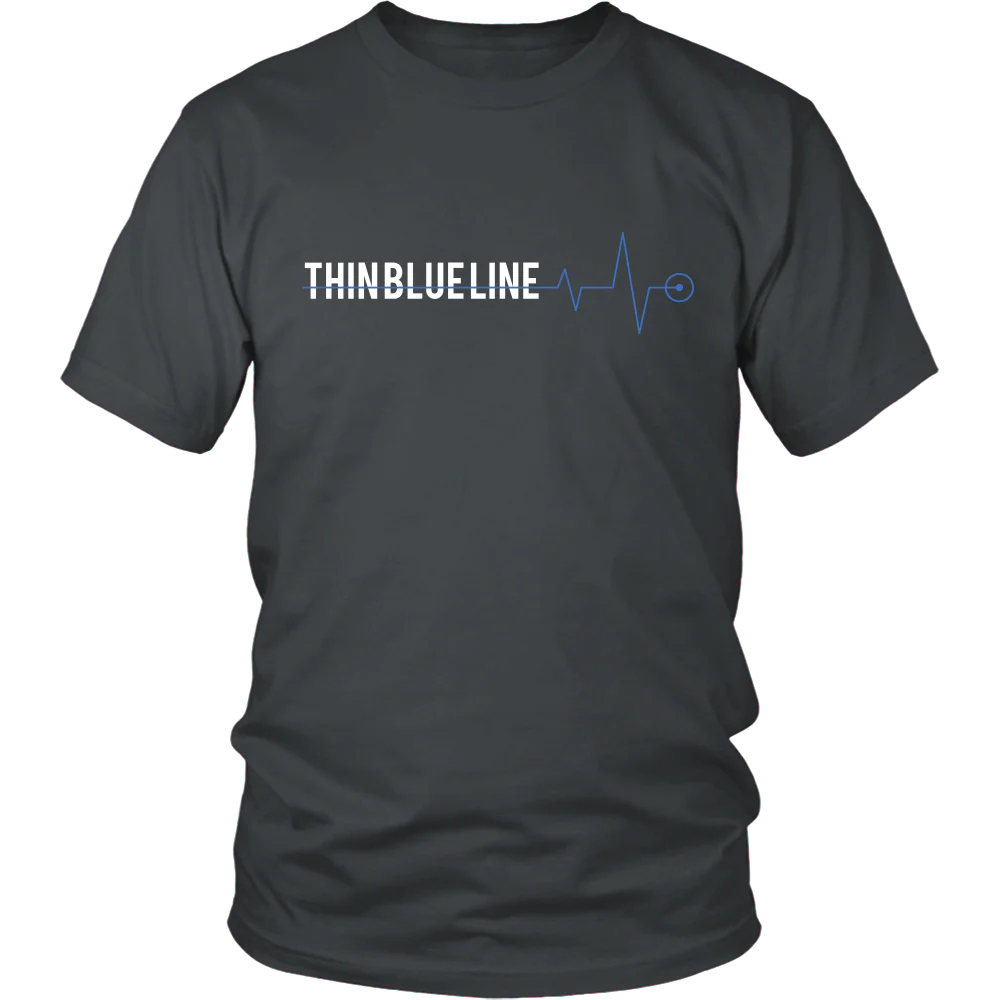 Thin Blue Line Heartbeat Shirts and Hoodies - Image 3