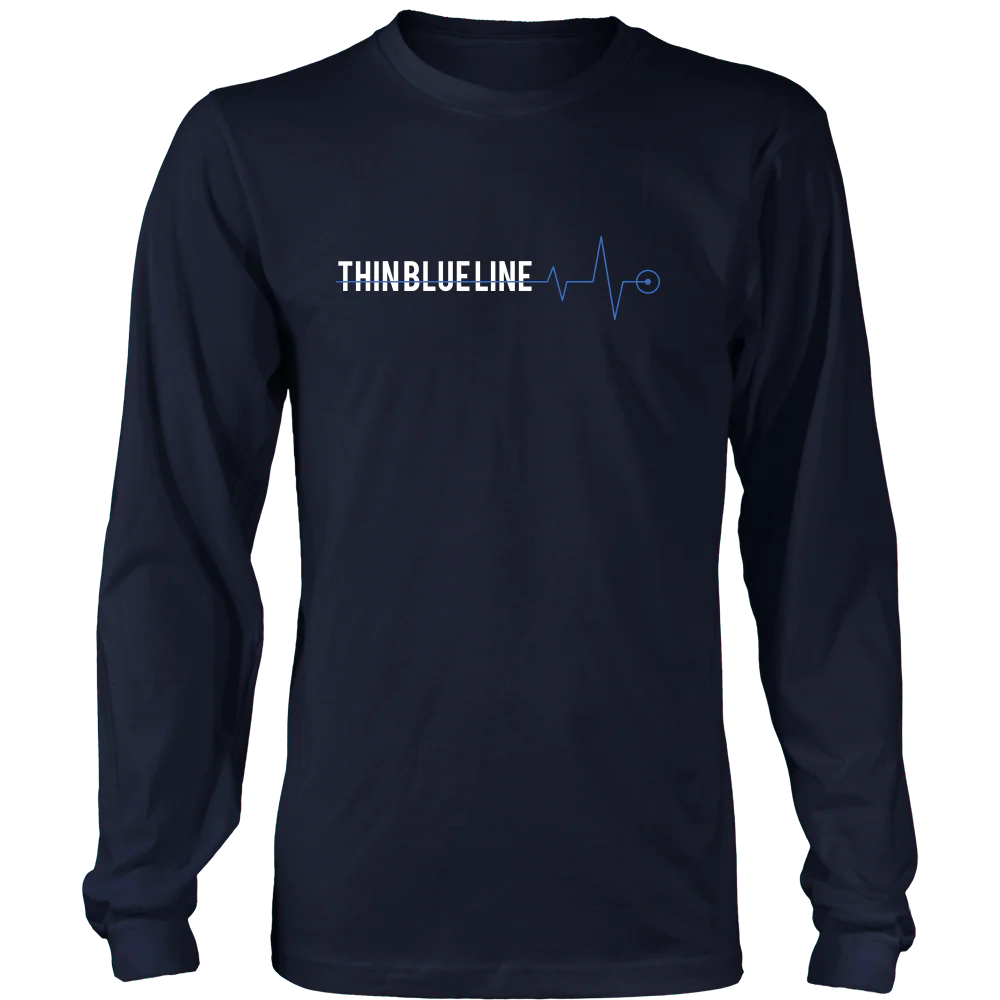 Thin Blue Line Heartbeat Shirts and Hoodies - Image 4